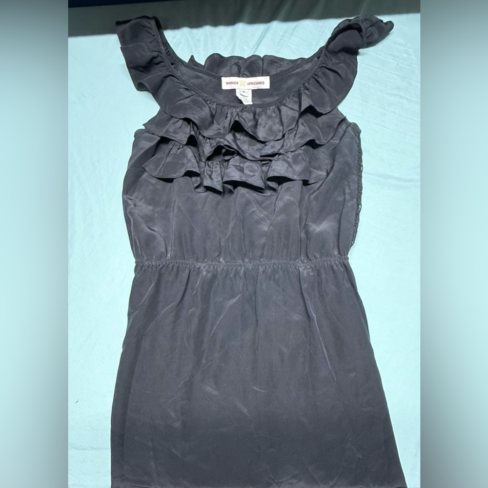 Amanda Uprichard Black Ruffle Mini Dress